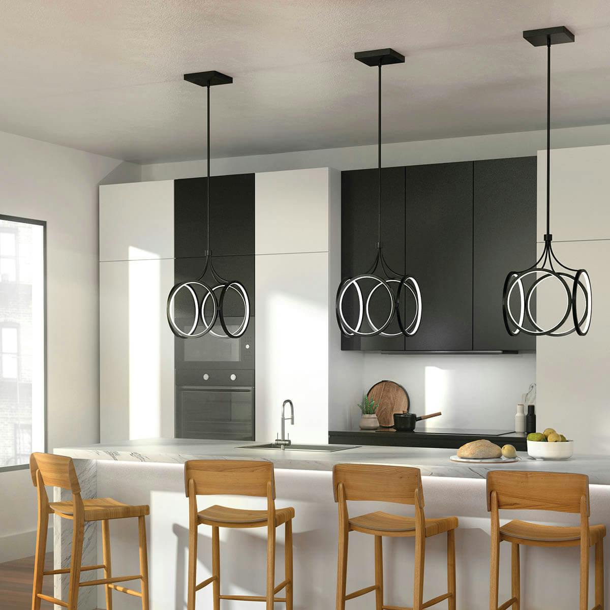 Day time Kitchen with Ciri 19.75" Small LED Pendant Black
