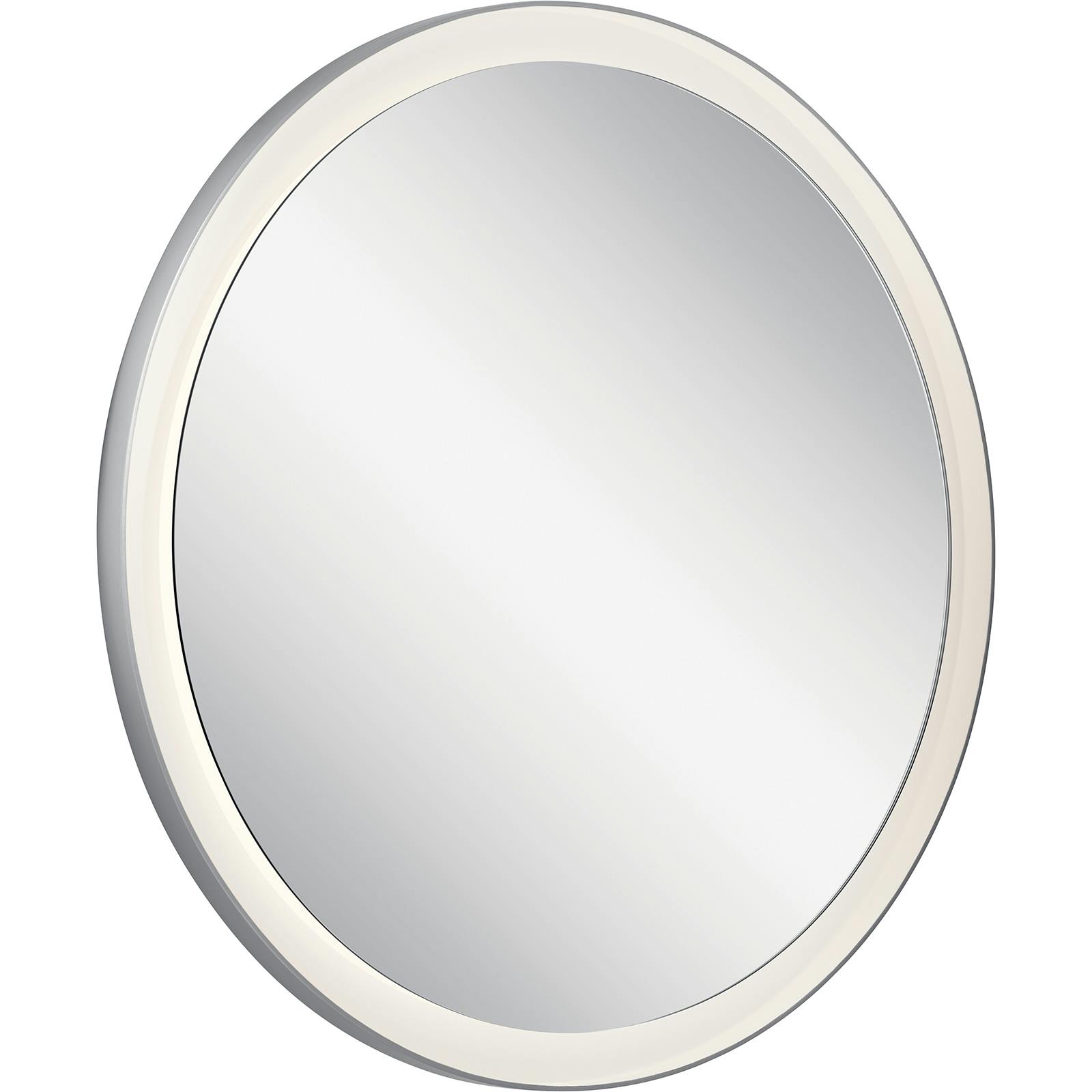 Ryame™ Round Lighted Mirror Silver on a white background