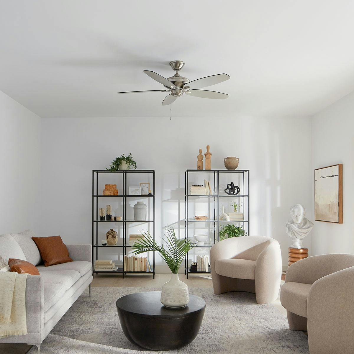 Day time living room featuring Renew ceiling fan 330164BSS