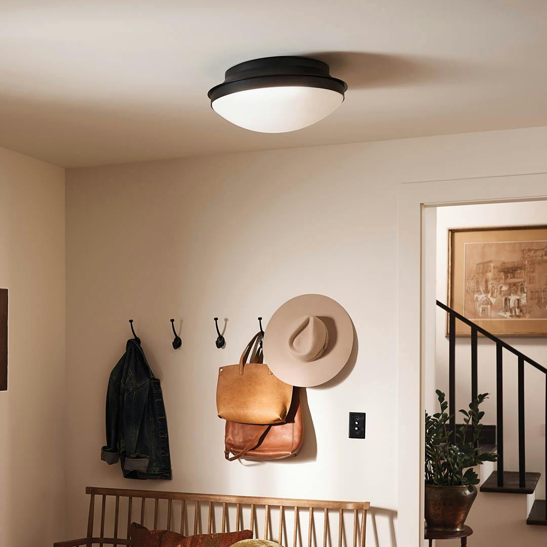 Day time entryway with Bretta 17.75" 3 Light Flush Mount Black