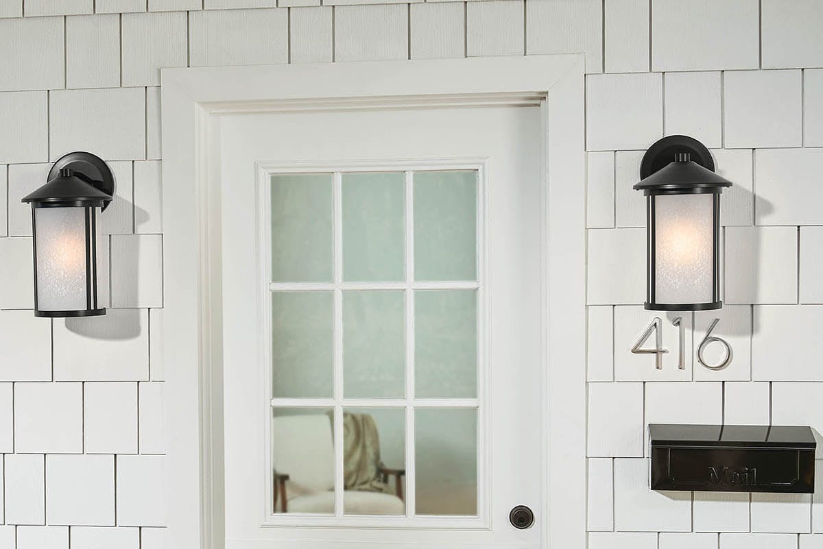 Day time Exterior with Lombard 16.5" 1 Light Wall Light Black