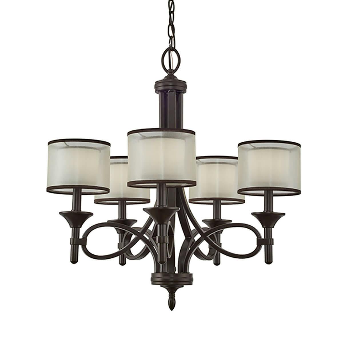 Lacey 26" 5 Light Chandelier in Bronze without the canopy on a white background