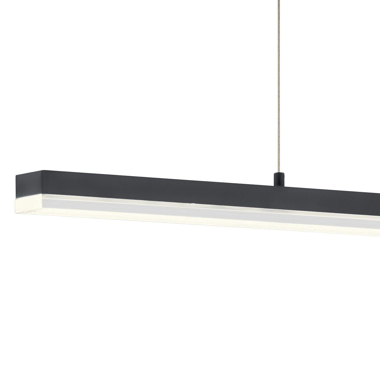 Close up view of the Gorve LED 39.25" Linear Chandelier Black on a white background
