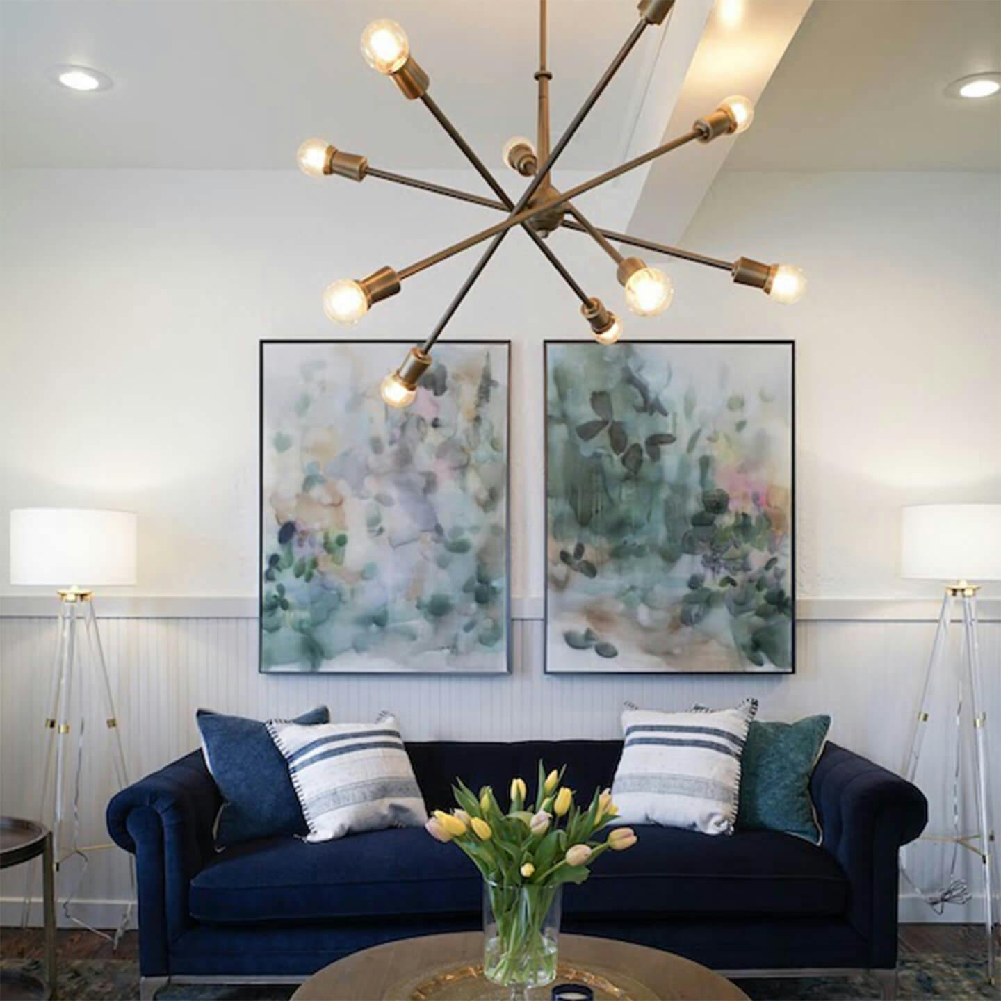 Living room with armstrong chandelier