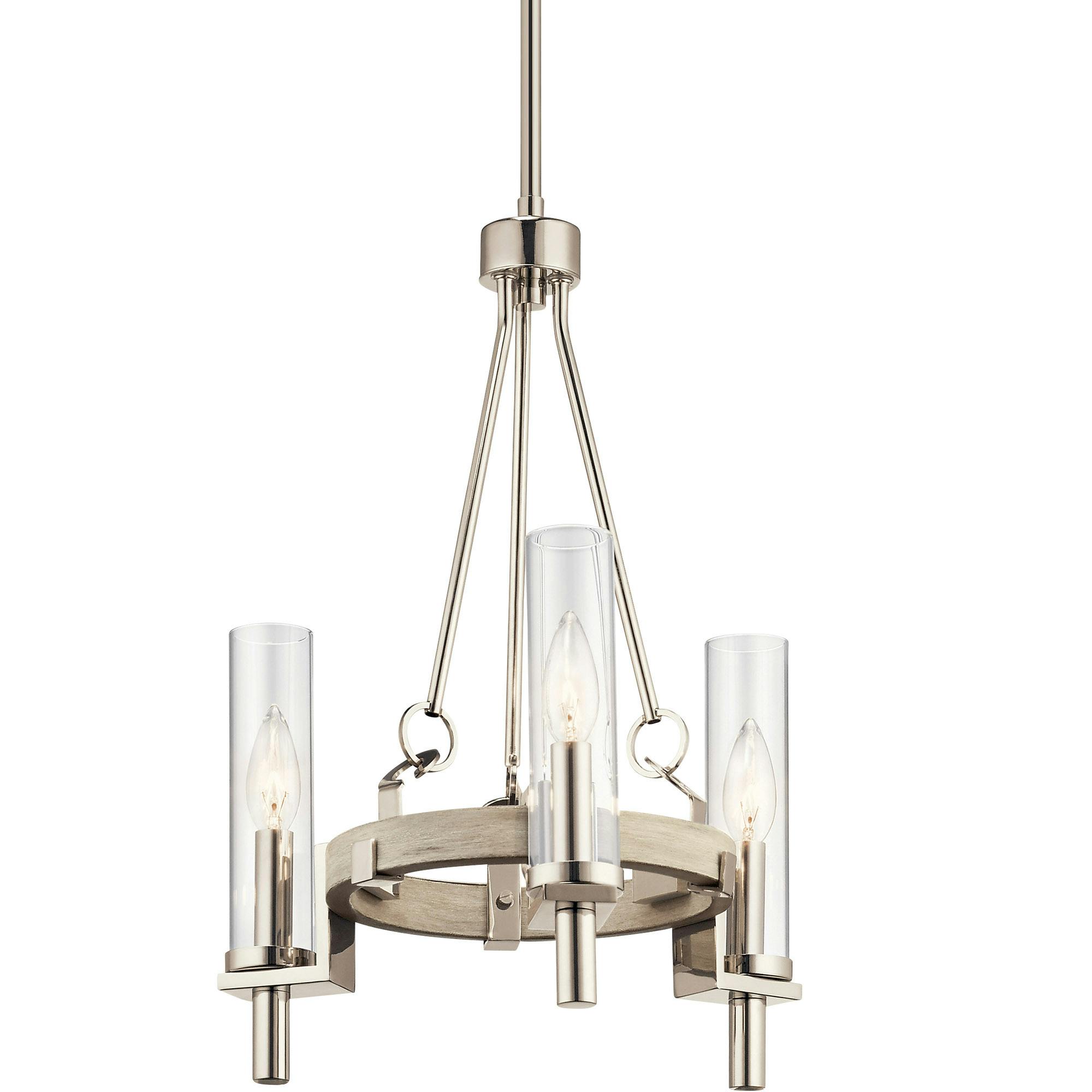 Telan 3 Light Chandelier White Washed without the canopy on a white background