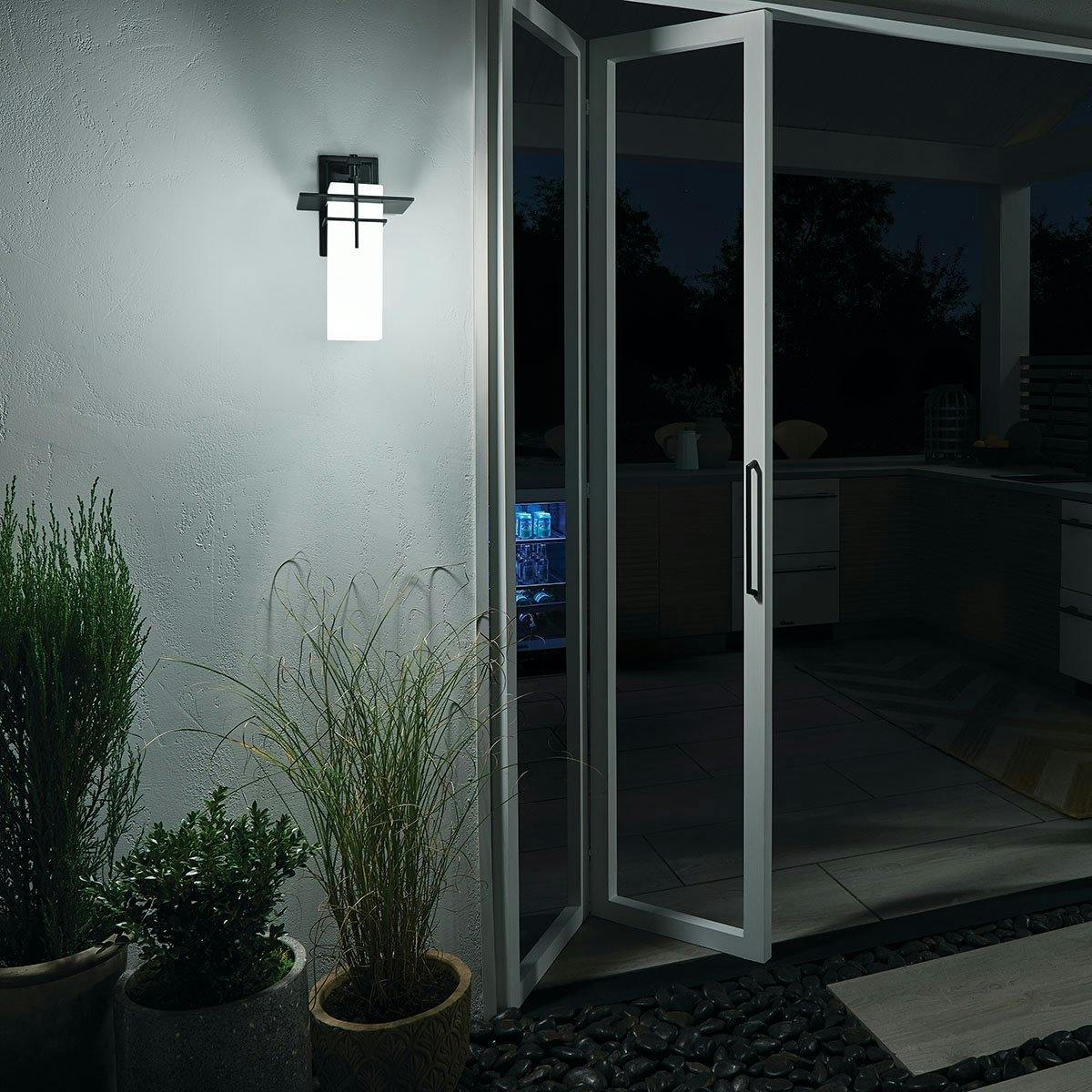 Night time Exterior image featuring Caterham outdoor wall light 49643OZ