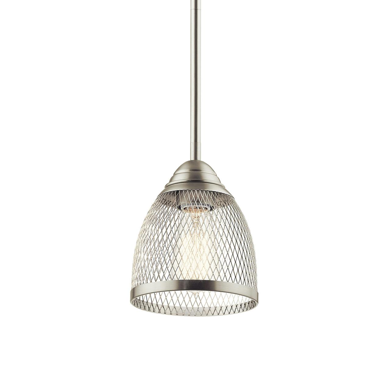 Voclain 1 Light Mini Pendant in Nickel without the canopy on a white background