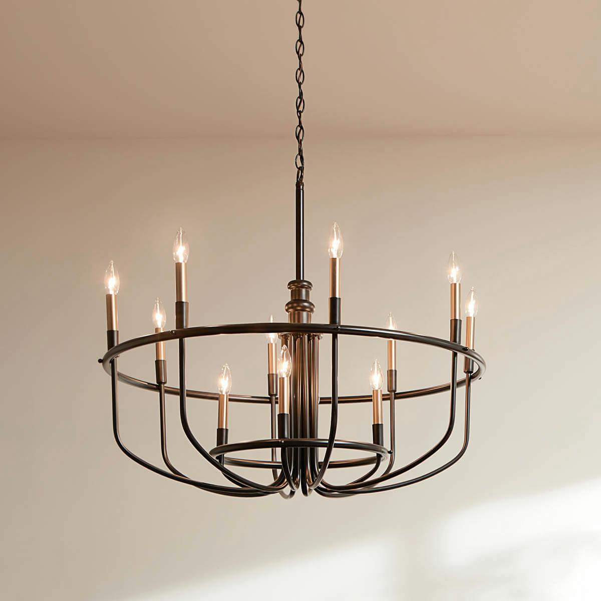 Day time dining room with Capitol Hill 12 Light Chandelier Black