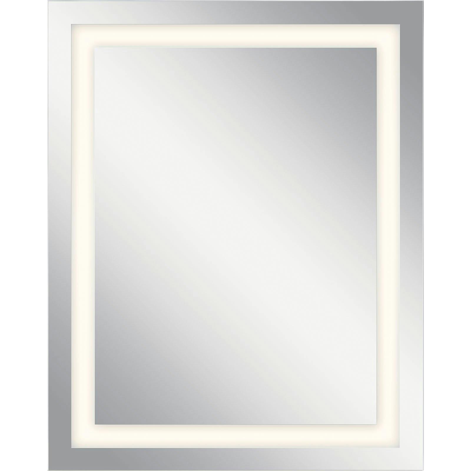 24" x 30" Rectangular LED Backlit Mirror hung vertically on a white background