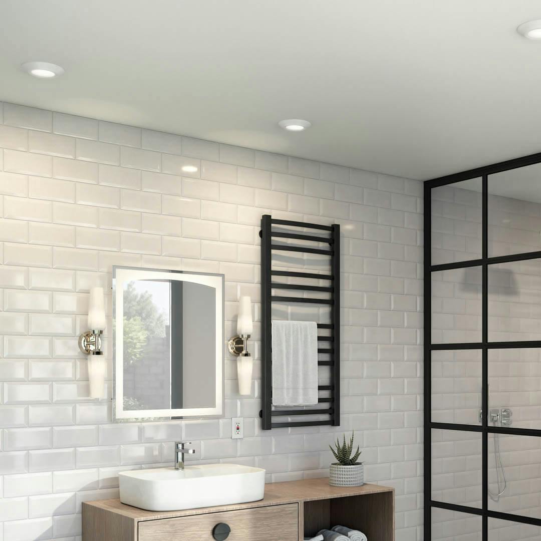 Day time bathroom with Horizon III 2700K LED Downlight White