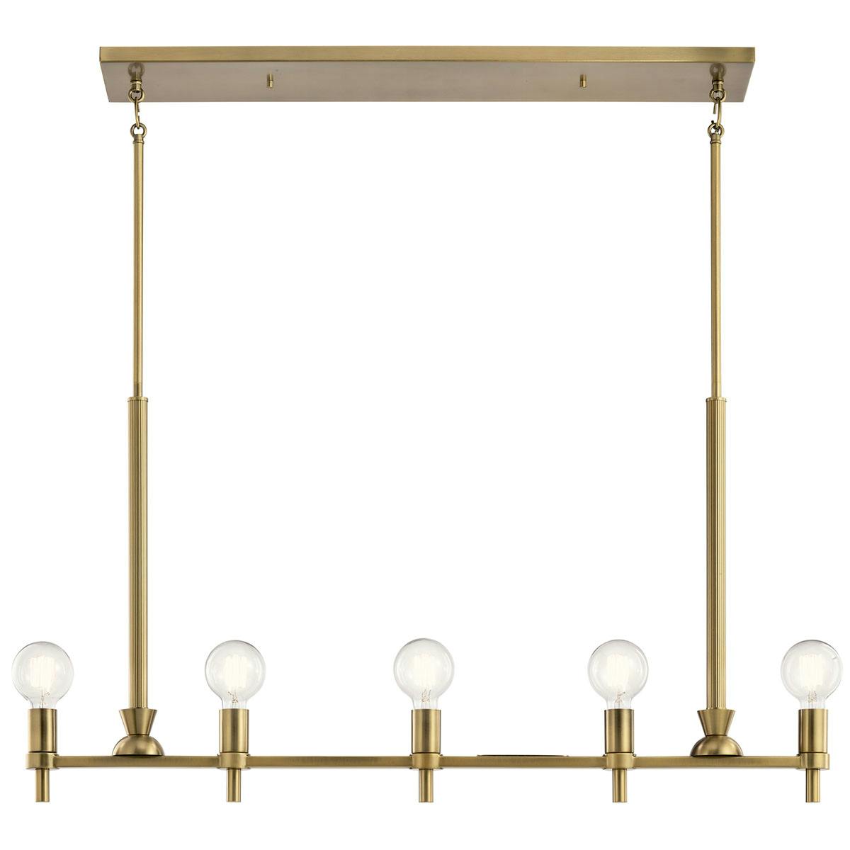 Front view of the Torvee 42"  Linear Chandelier Brass on a white background