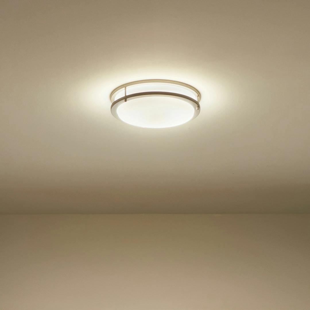 Avon collection 14" LED flush mount 14" x 3.75 in brushed nickel in foyer