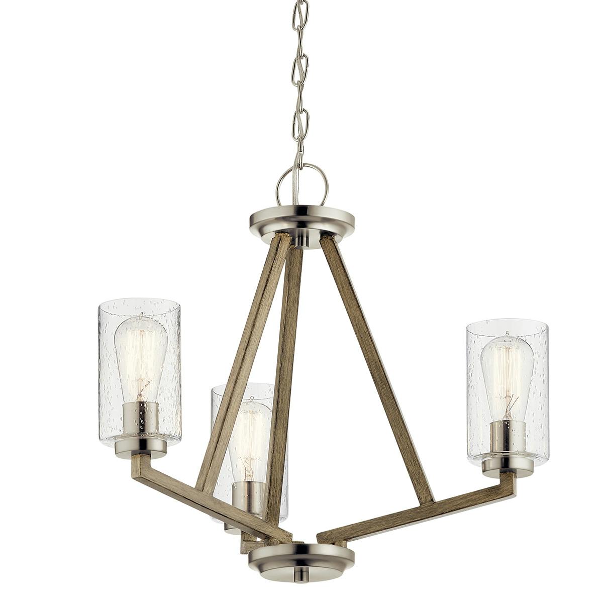Close up view of the Deryn 3 Light Pendant Antique Grey on a white background