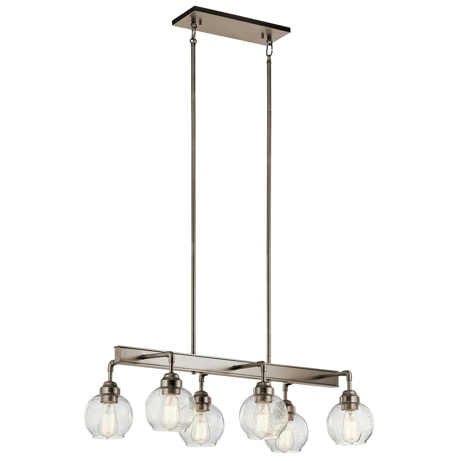 Niles 6 Light Linear Chandelier Pewter on a white background