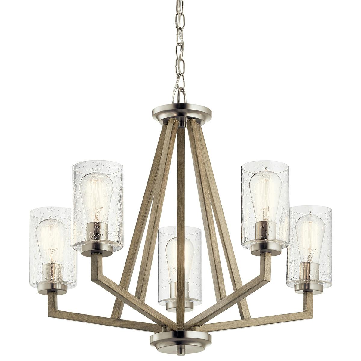 Close up view of the Deryn 5 Light Chandelier Antique Grey on a white background