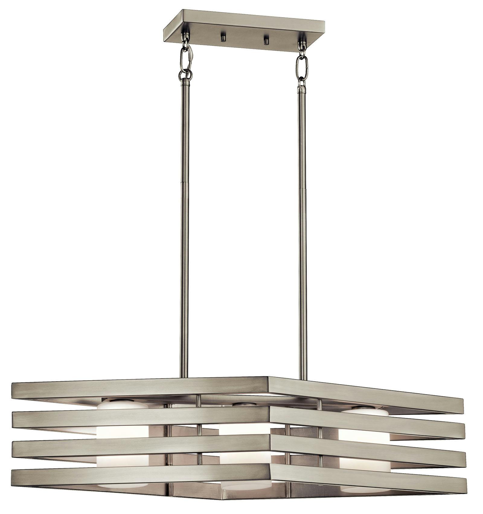 Realta 3 Light Linear Chandelier Nickel on a white background