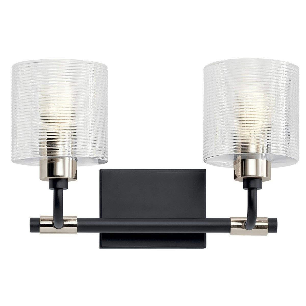 Front view of the Harvan 15" 2 Light Vanity Light Black on a white background