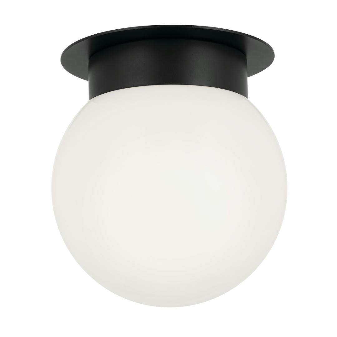 Albers 8.0 Inch 1 Light Flush mount with Opal Glass in Black on a white background