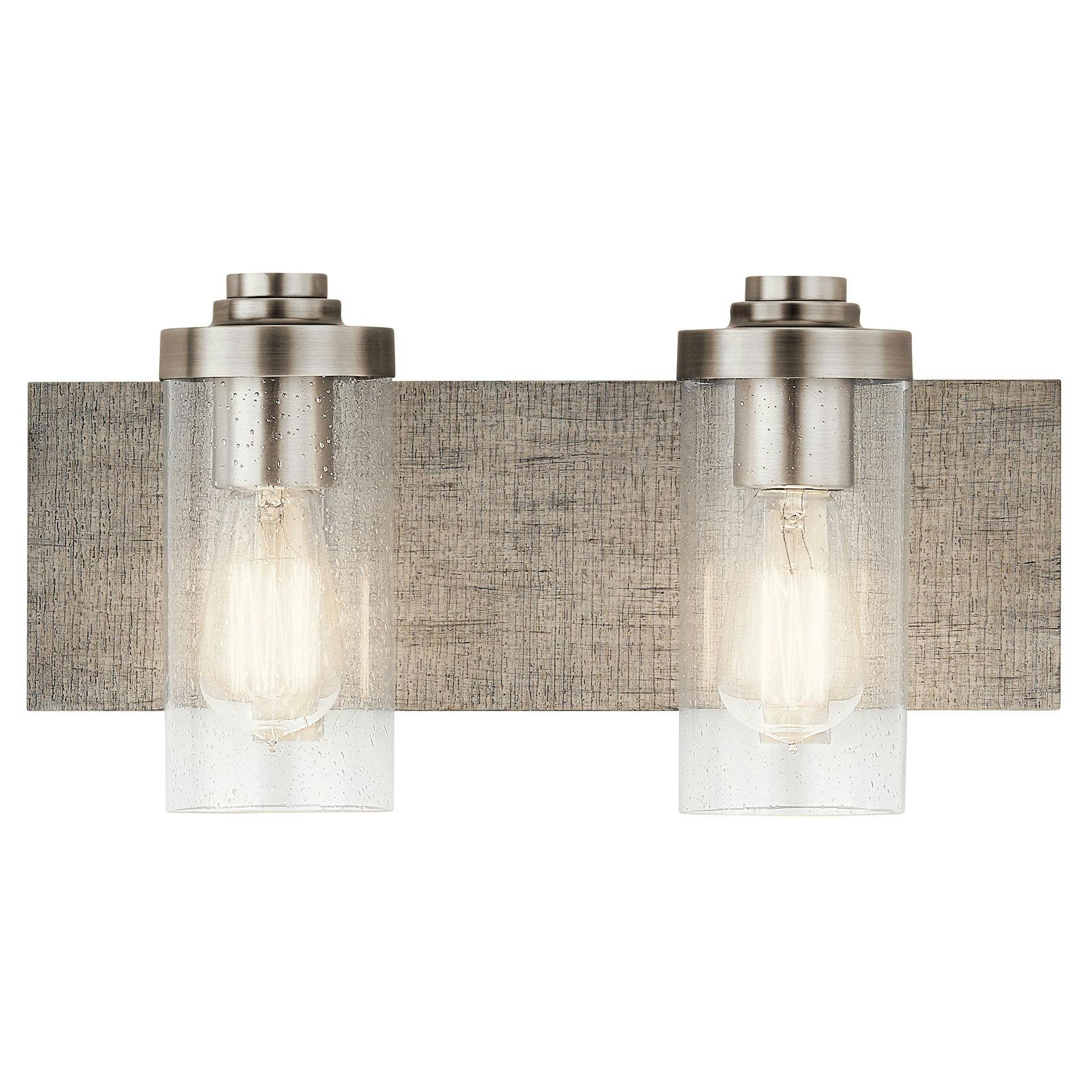 The Dalwood 2 Light Vanity Light Pewter facing down on a white background