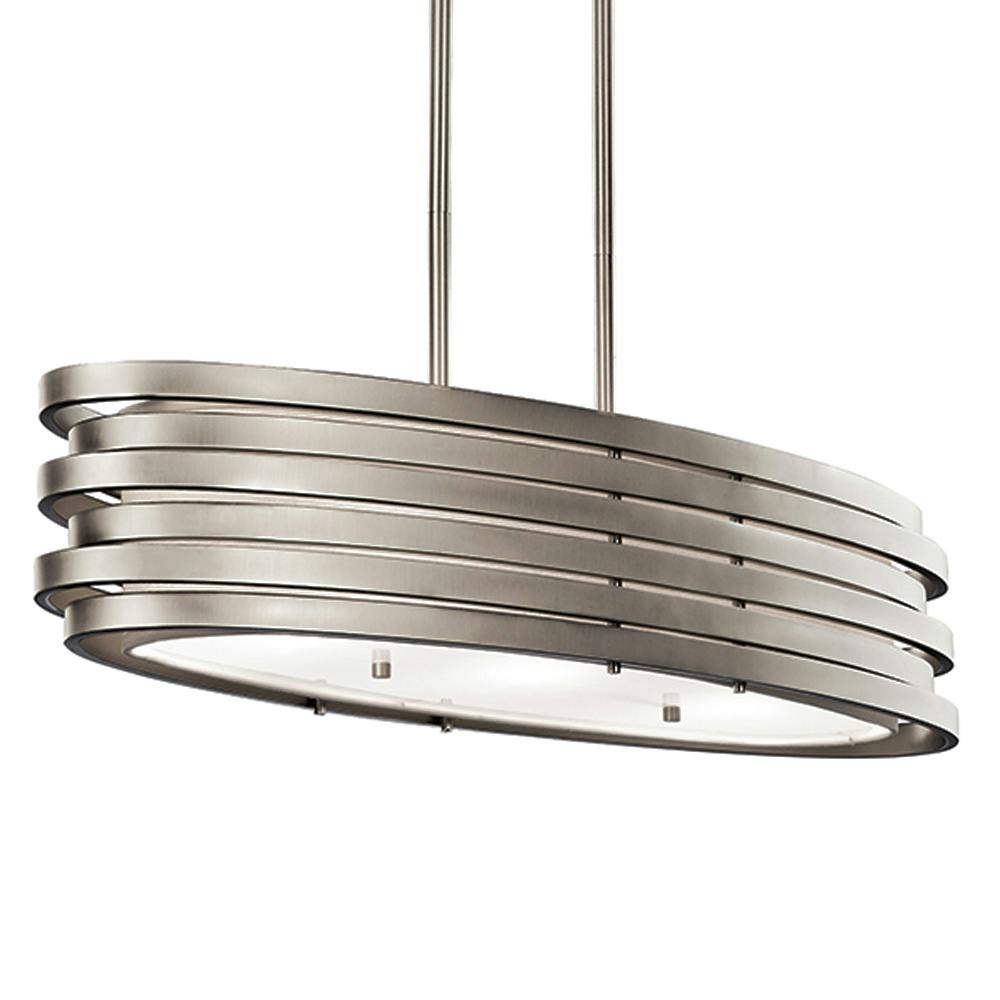 Roswell 3 Light Oval Chandelier Nickel on a white background