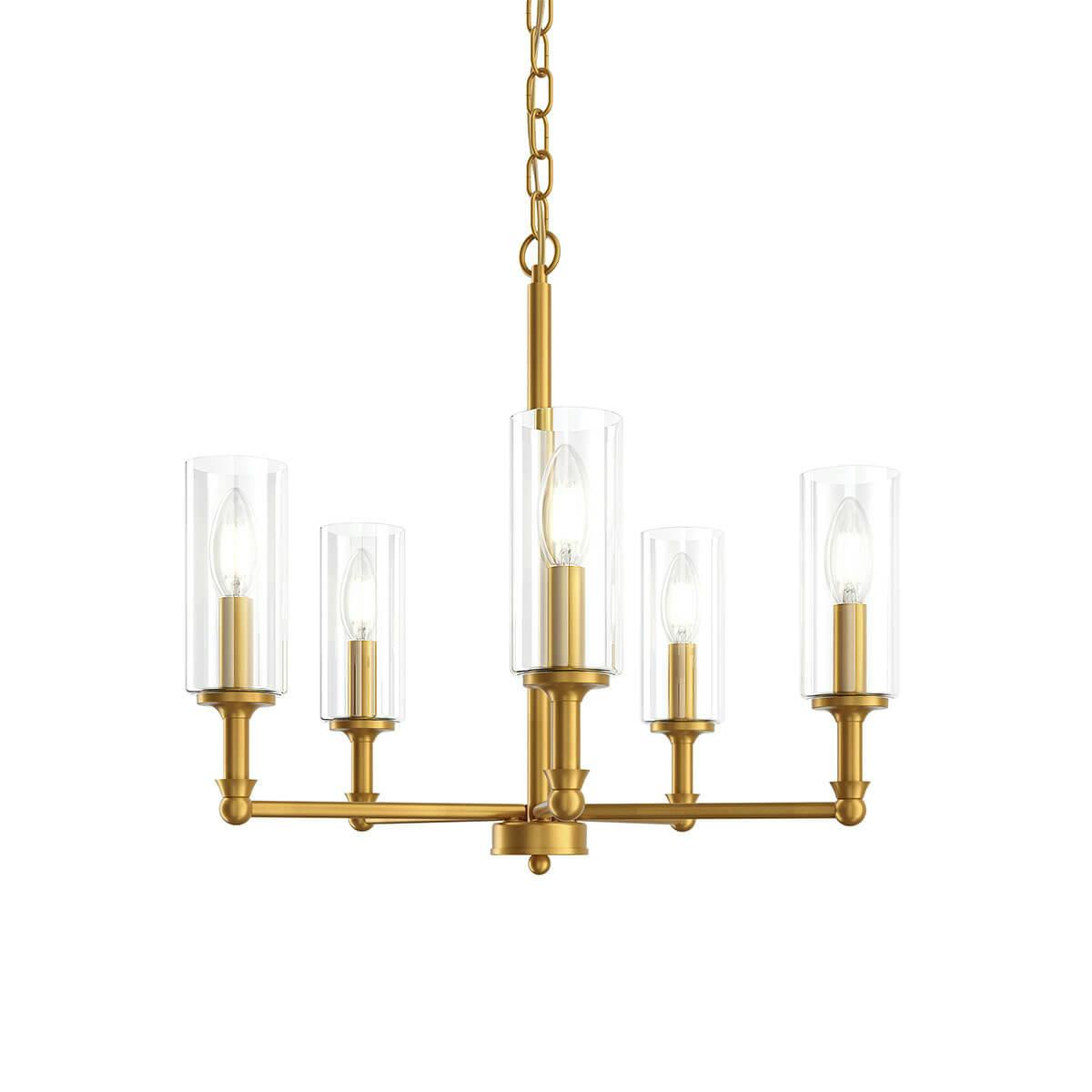 Soniat 5 Light Chandelier Classic Gold without the canopy on a white background