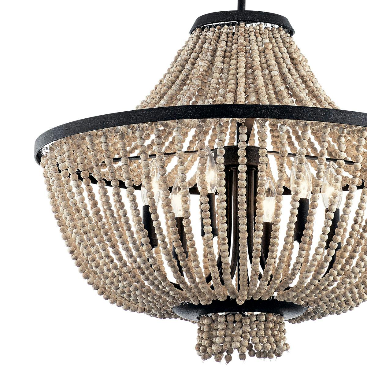 Close up view of the Brisbane 24.75" Chandelier Black on a white background
