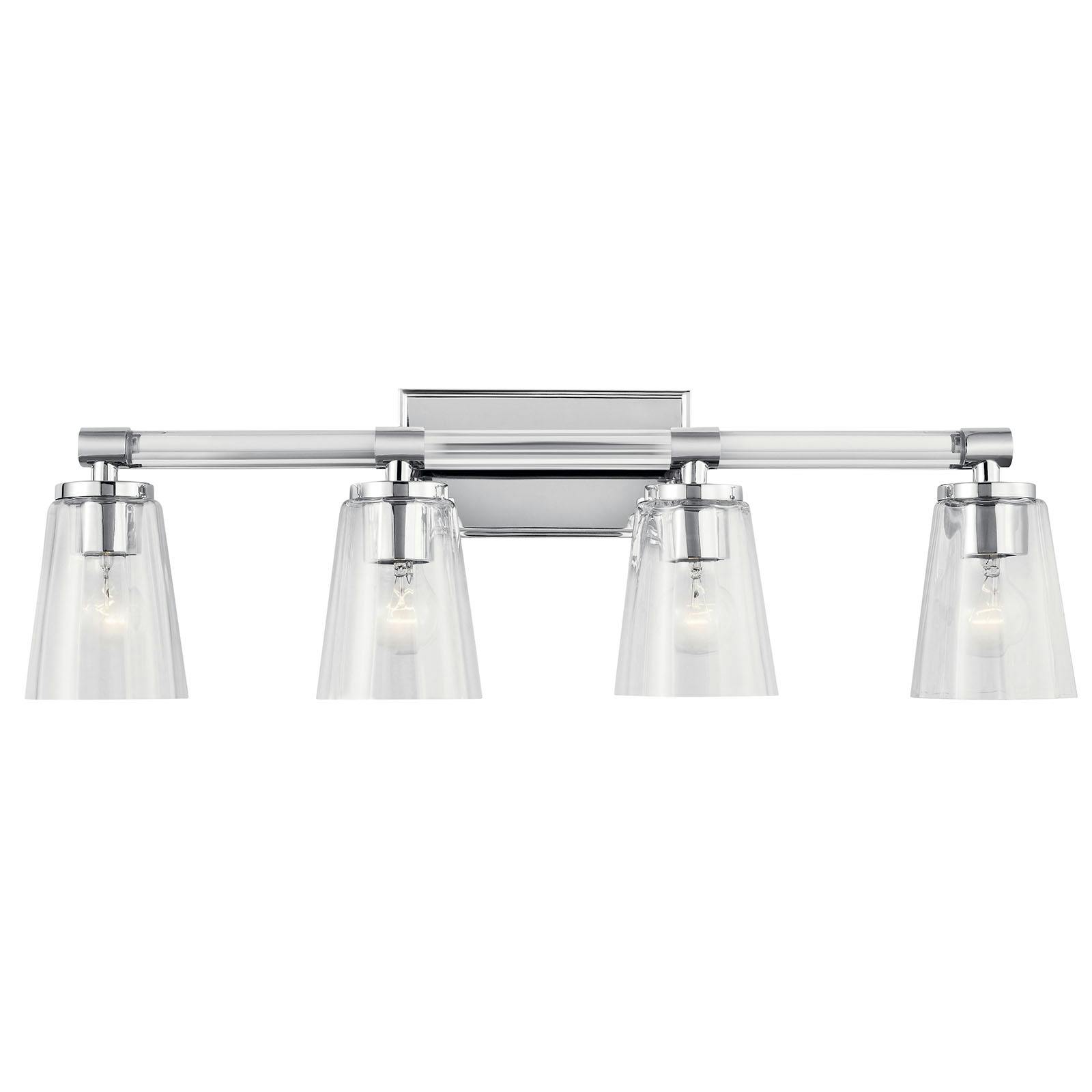 The Audrea™ 4 Light Vanity Light Chrome facing down on a white background