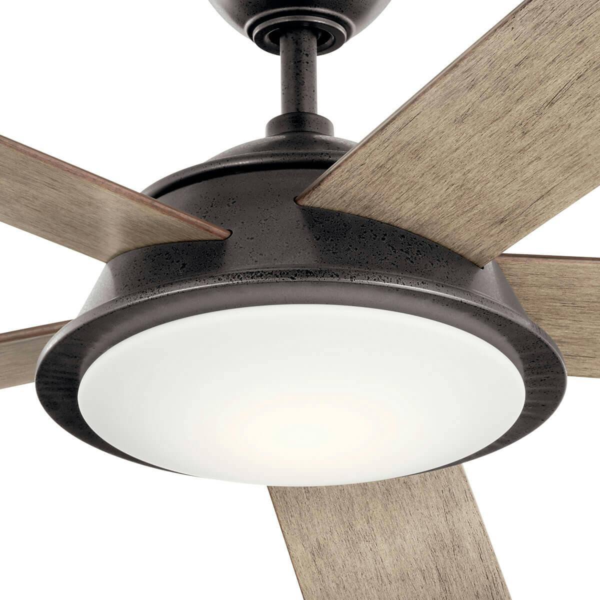 Close up view of the Verdi™ LED 56" Ceiling Fan Anvil Iron on a white background