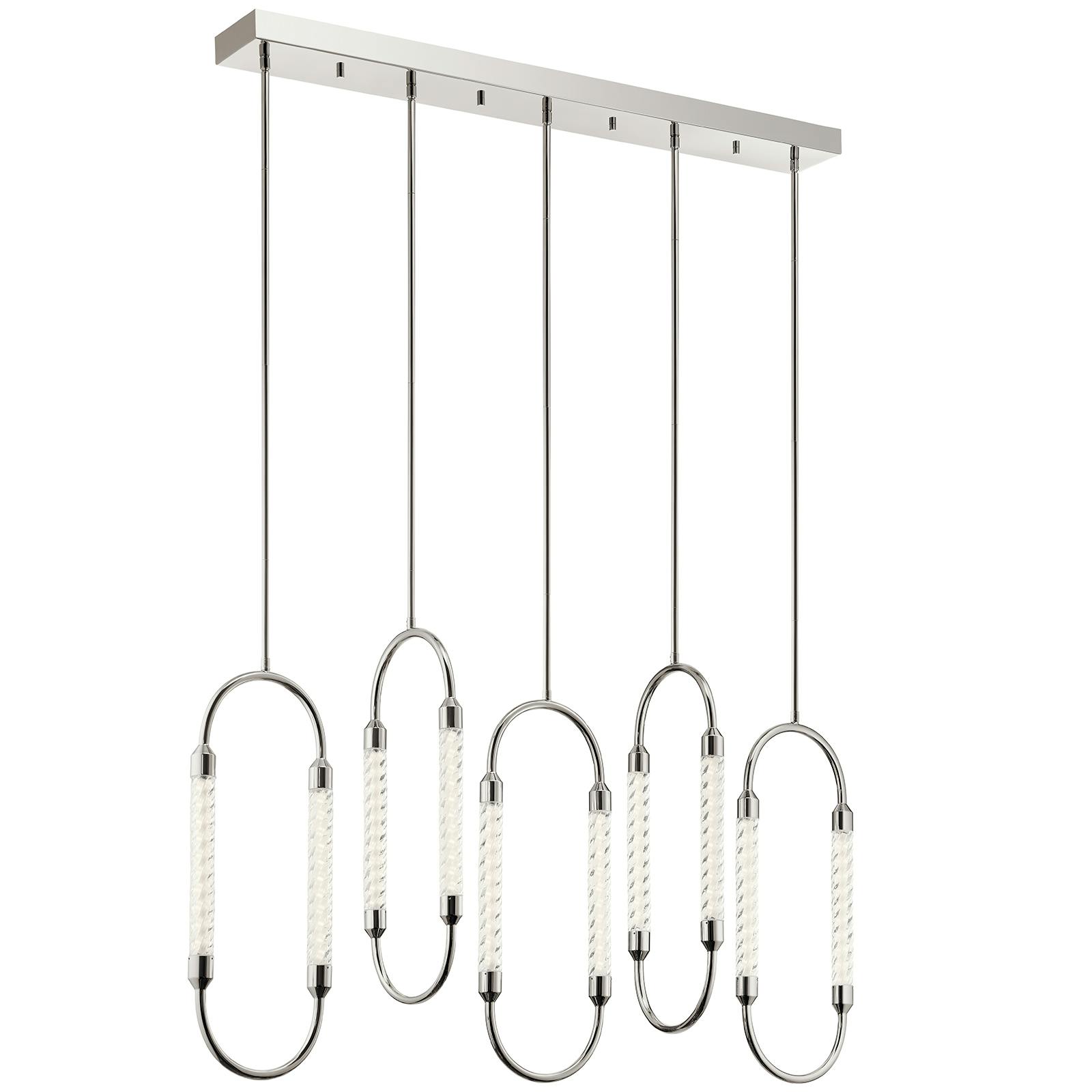 Delsey 5 Light Pendant Cluster Nickel on a white background