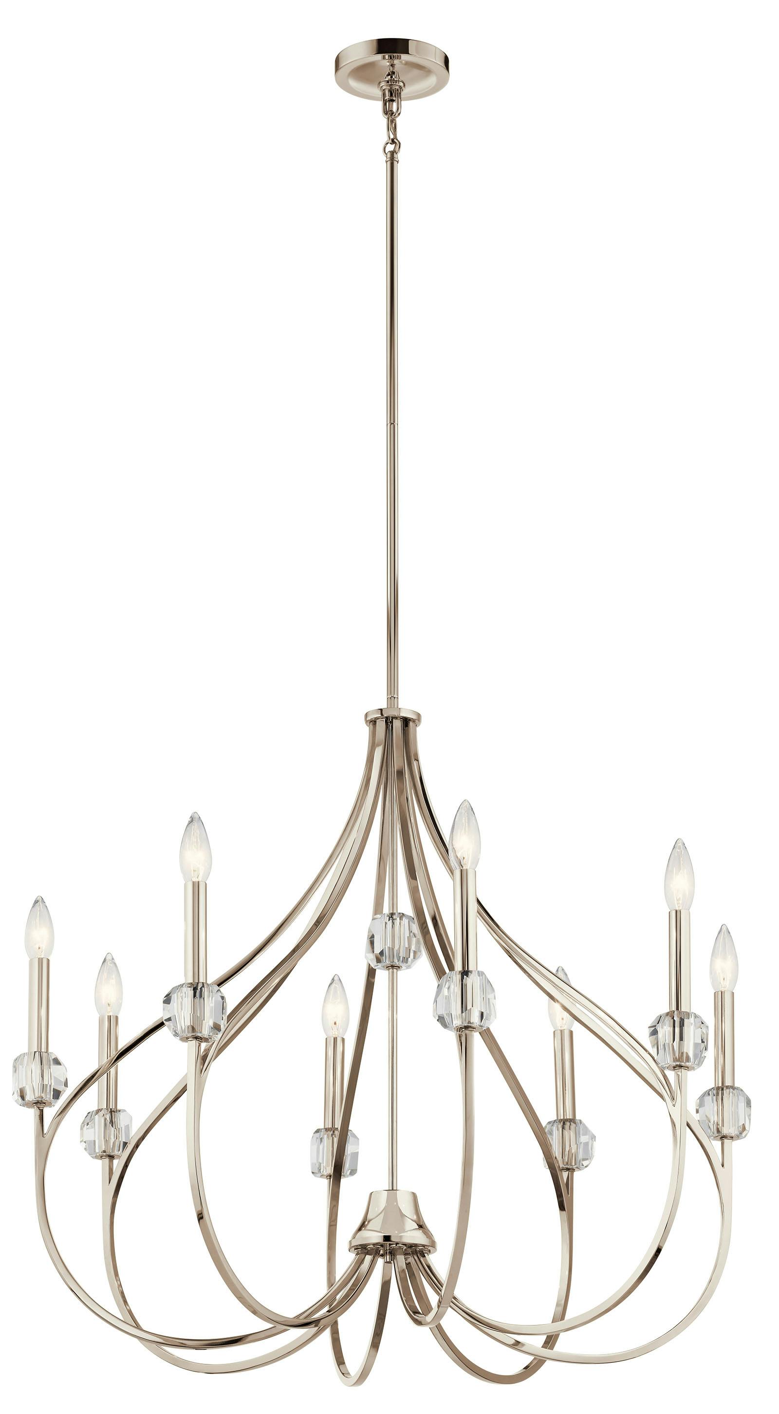 Eloise 8 Light Chandelier Polished Nickel on a white background