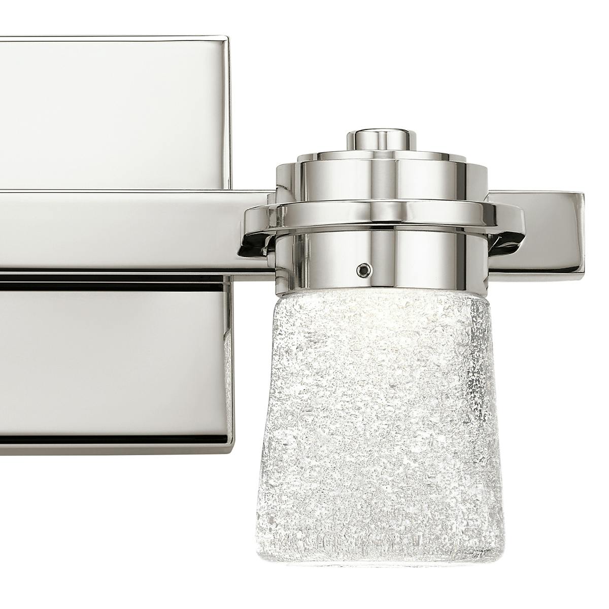Close up view of the Vada 3000K 2 Light Vanity Light Nickel on a white background