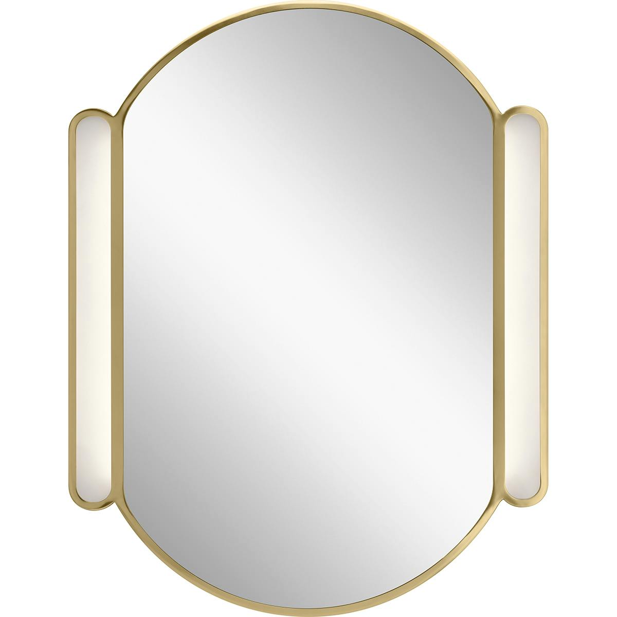 Front view of the Phaelan 30" Oval Mirror Champagne Gold on a white background
