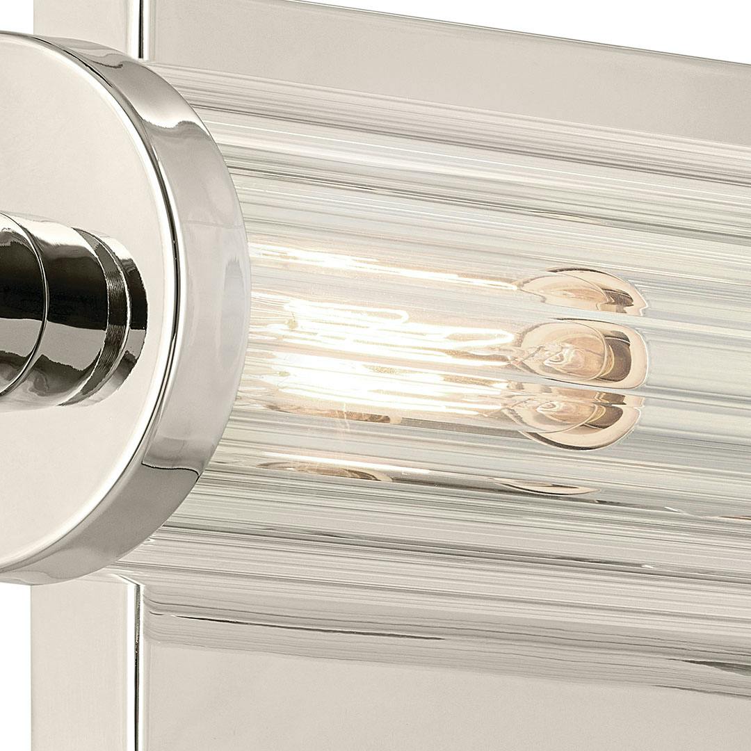 Close up of the Azores 16" 2-Light Wall Sconce in Polished Nickel on a white background