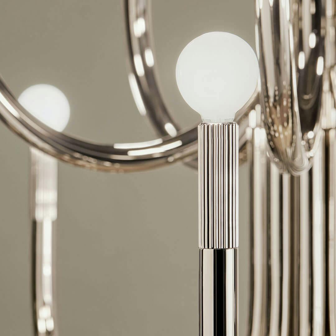 Close up of the Odensa 40 Inch 15 Light Chandelier in Polished Nickel