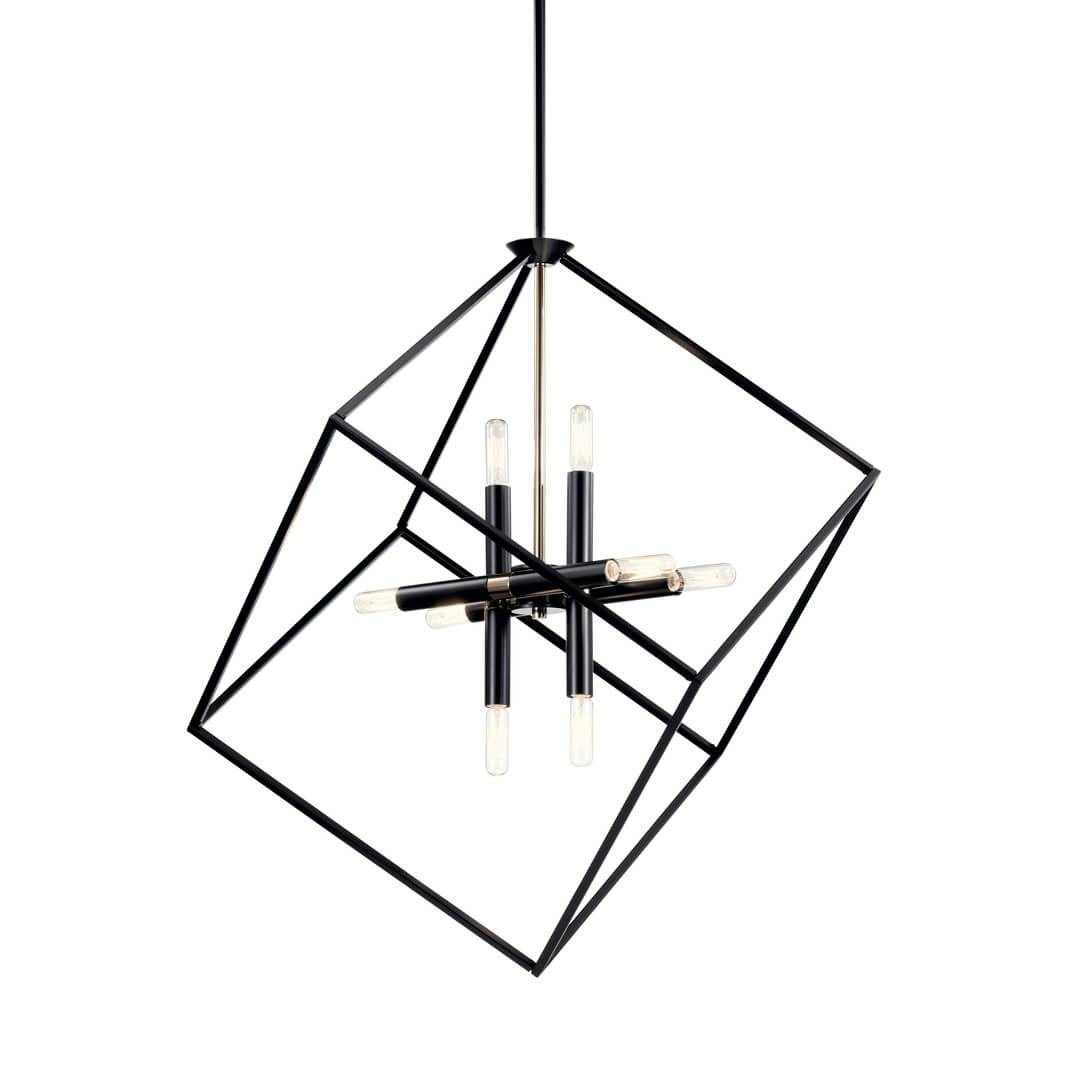 The Cartone™ 8 Light Pendant in Black on a white background