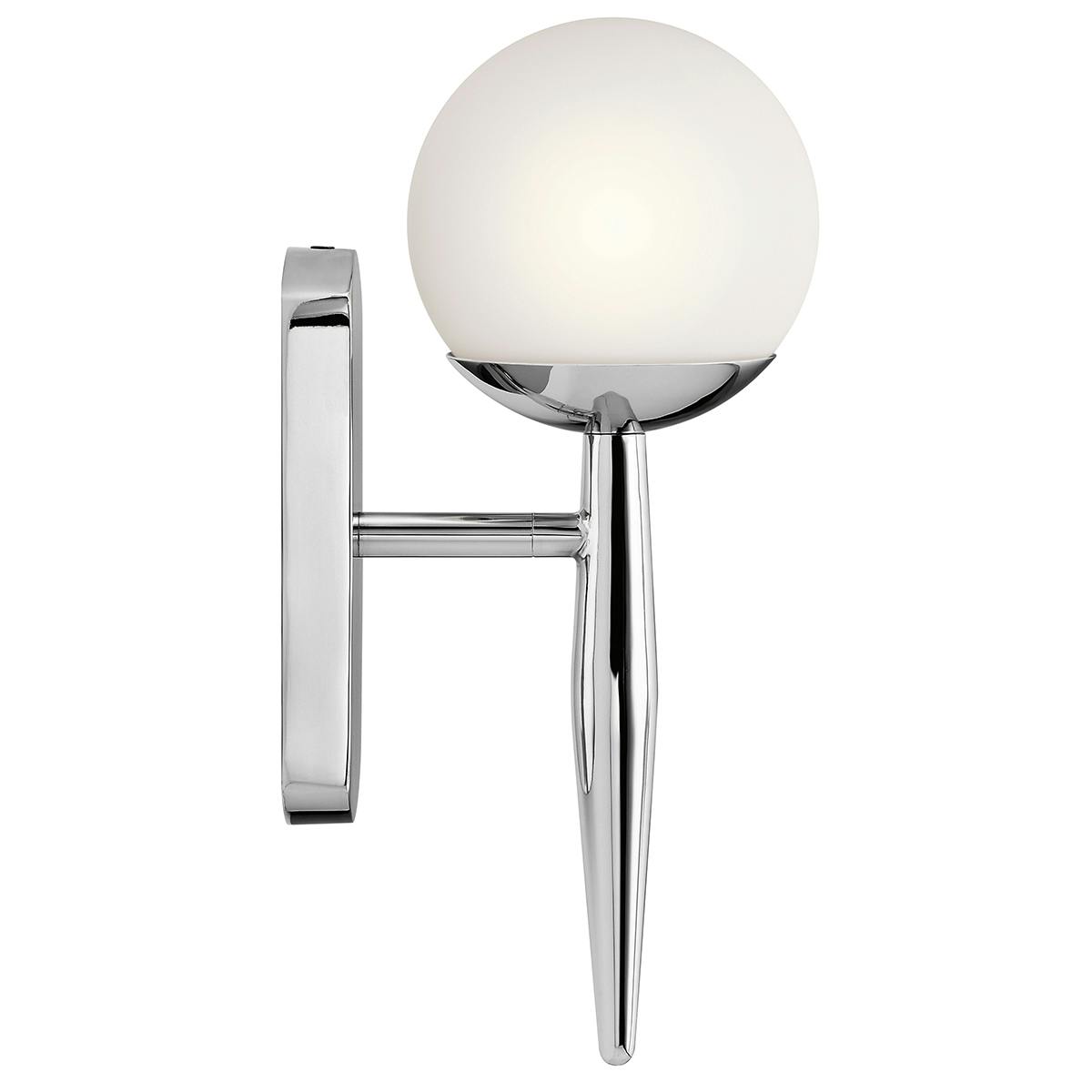 Profile view of the Jasper 1 Light Halogen Wall Sconce Chrome on a white background