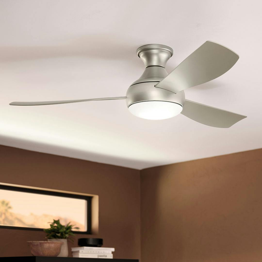 Kitchen in day light with the 54 Inch Ample Ceiling Fan in Brushed Nickel with Silver Blades