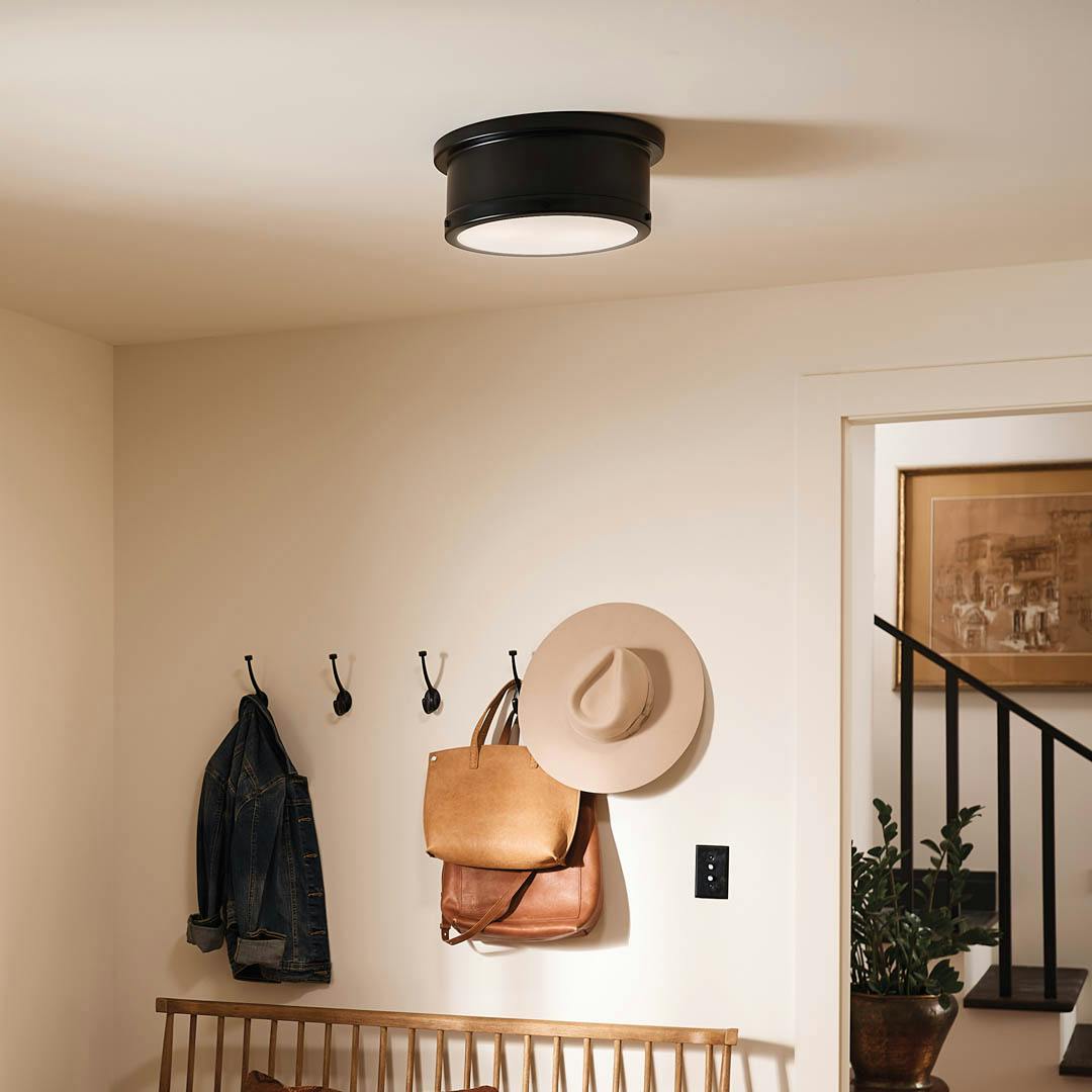 Day time entryway with Serca 14.25" 2 Light Flush Mount Black