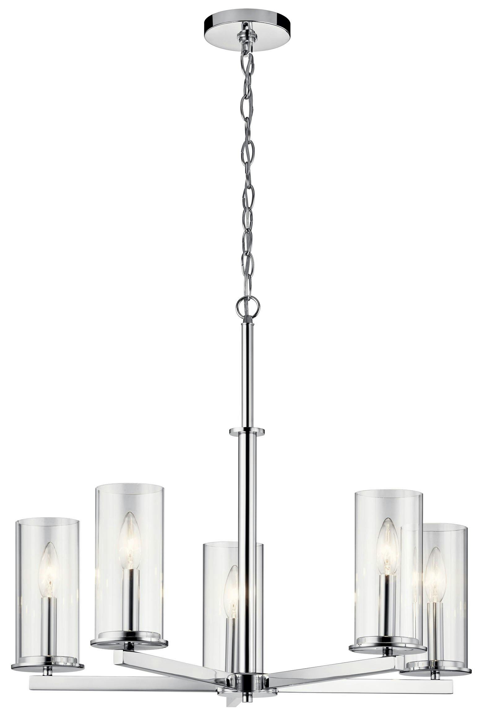 Crosby 22" Chandelier Clear Glass Chrome on a white background