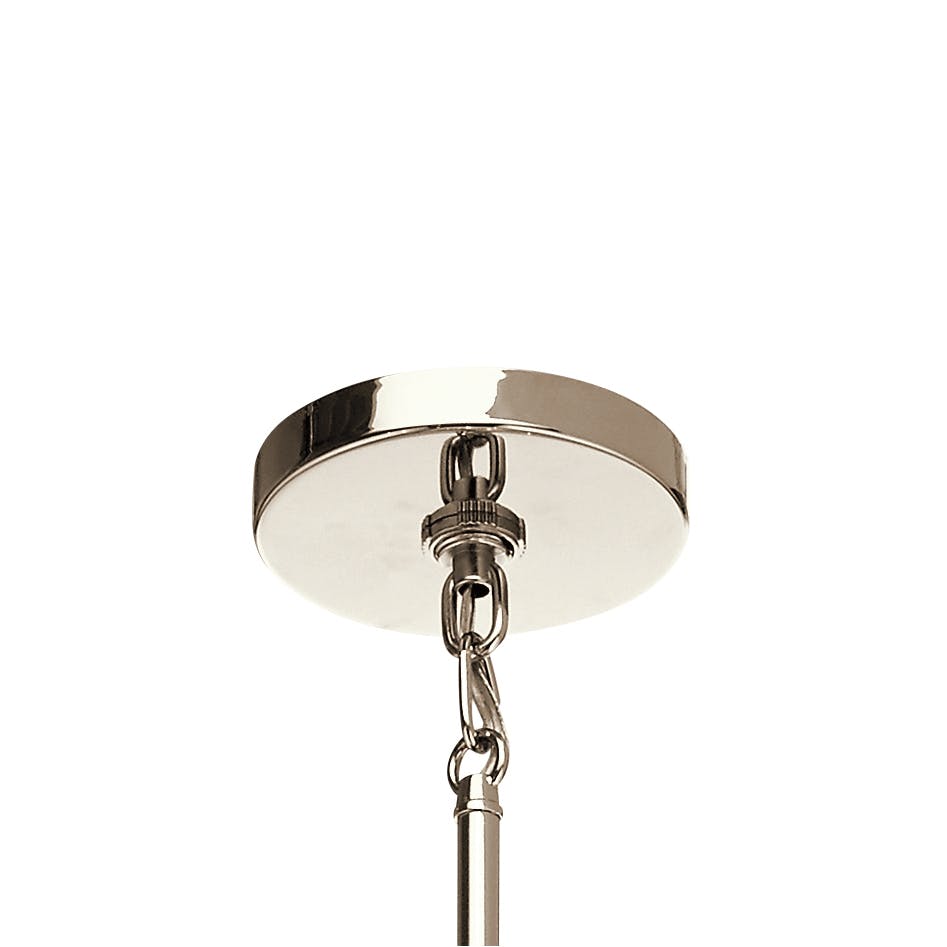 Canopy for the Kinsey 9 Light Chandelier Polished Nickel on a white background
