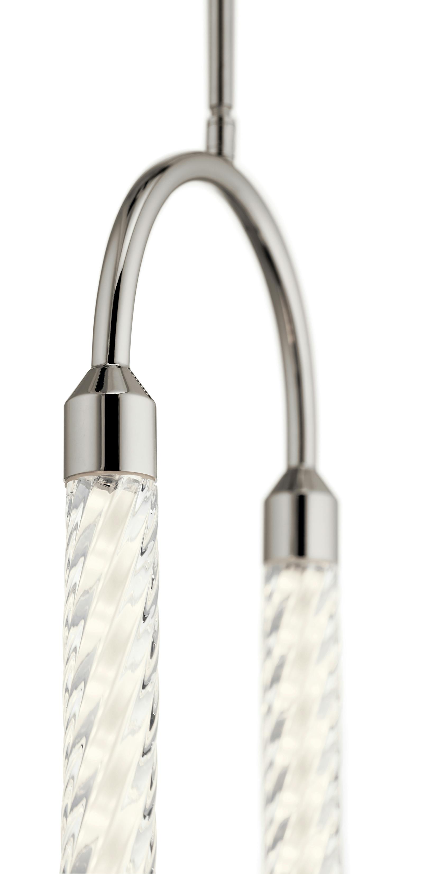 Close up view of the Delsey 1 Light LED Mini Pendant Nickel on a white background