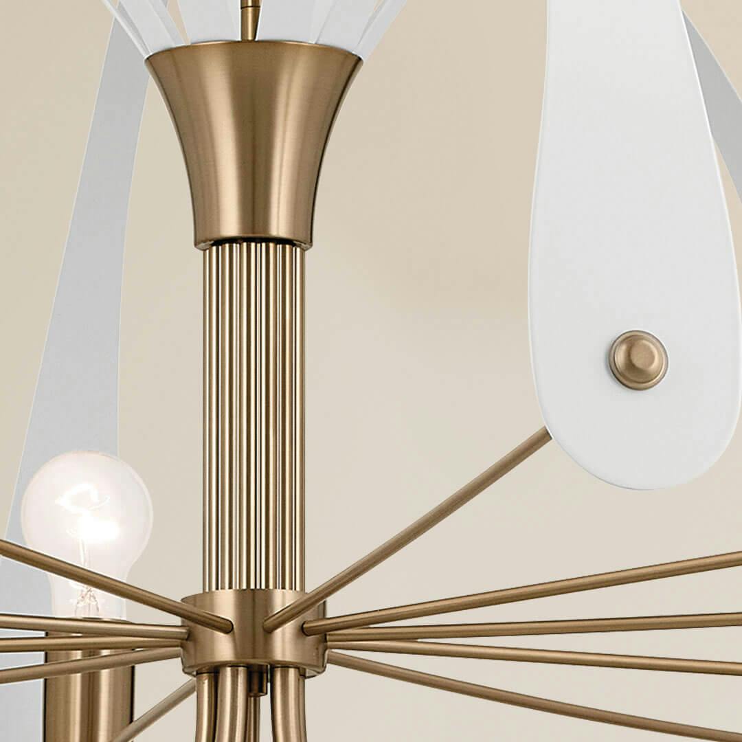 Close up of the Petal 42.5 Inch 5 Light Chandelier in Champagne Bronze with Black or White