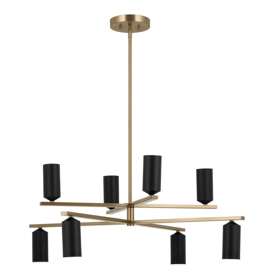 Gala 36 Inch 8 Light Chandelier in Champagne Bronze with Black on a white background