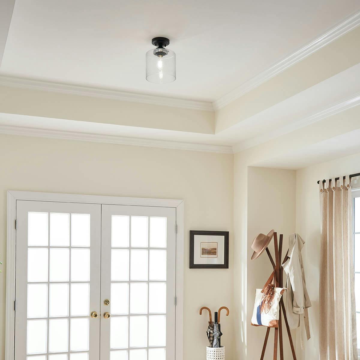Day time Foyer with Winslow™ 1 Light Semi Flush in Black