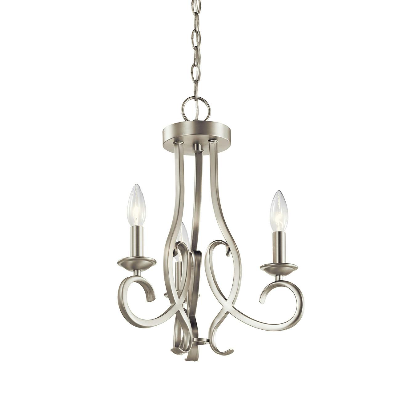 Ania 15" Convertible Chandelier Nickel without the canopy on a white background