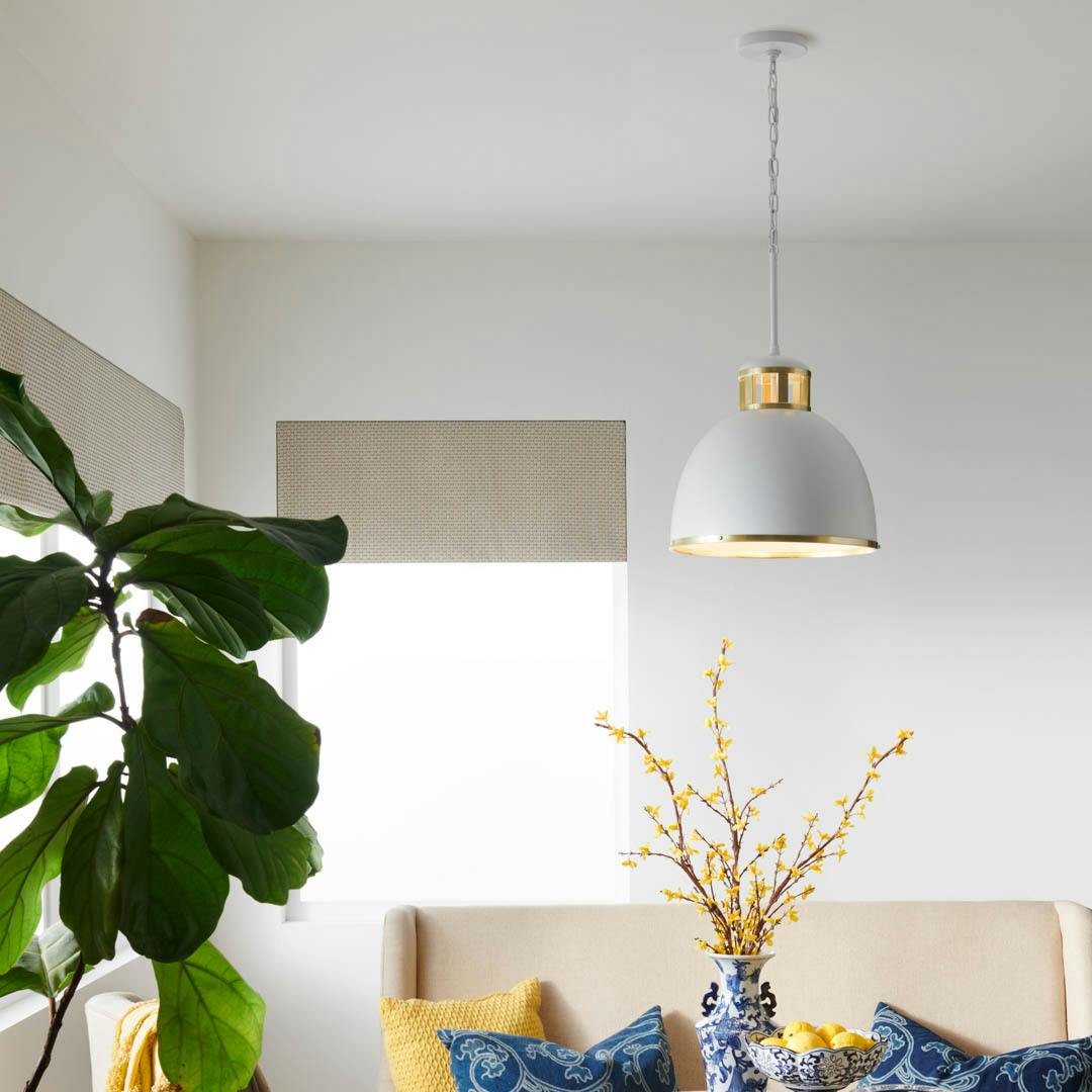 Day time breakfast nook with Sansara 3 Light Pendant in White and Champagne Gold