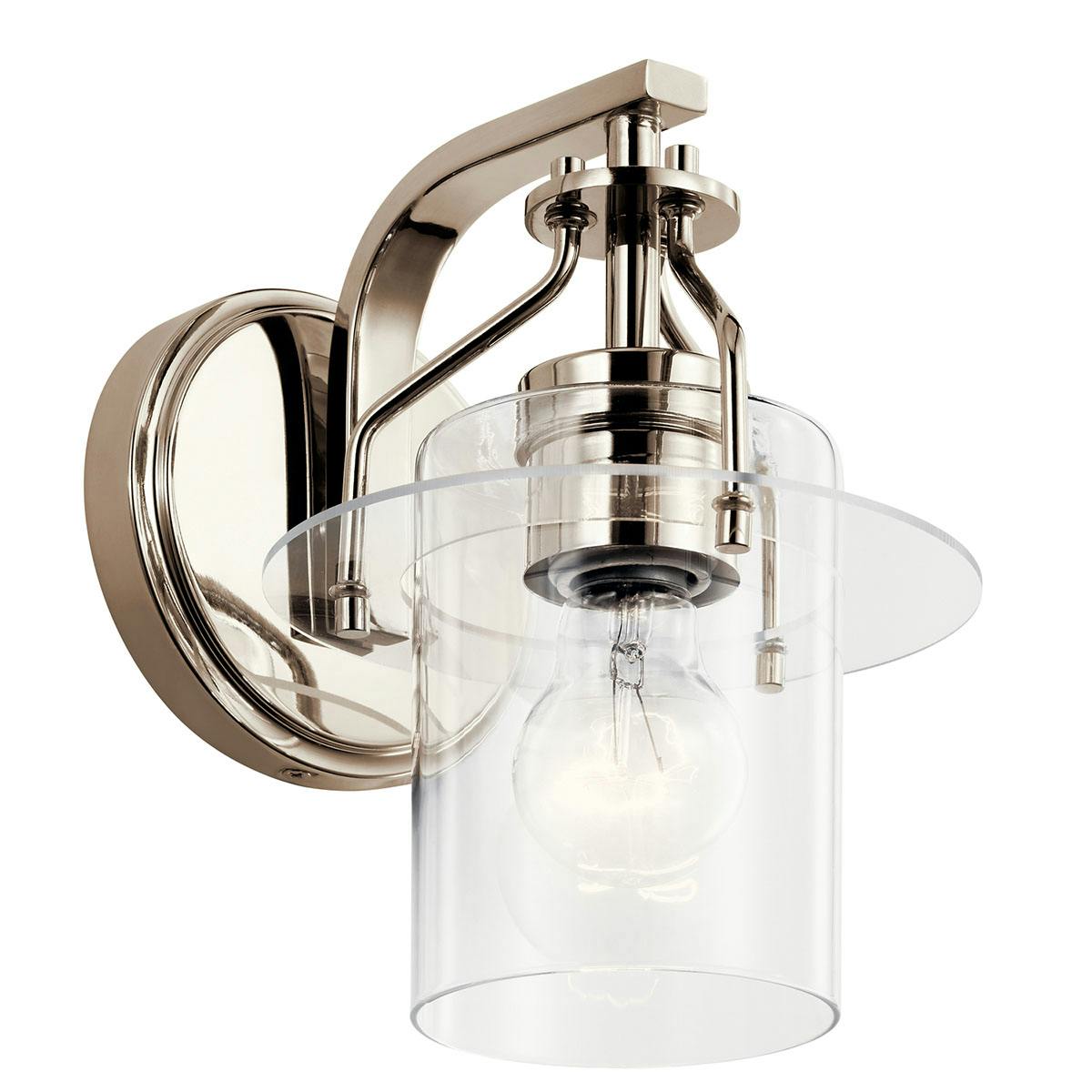 Everett 1 Light Sconce in Nickel on a white background