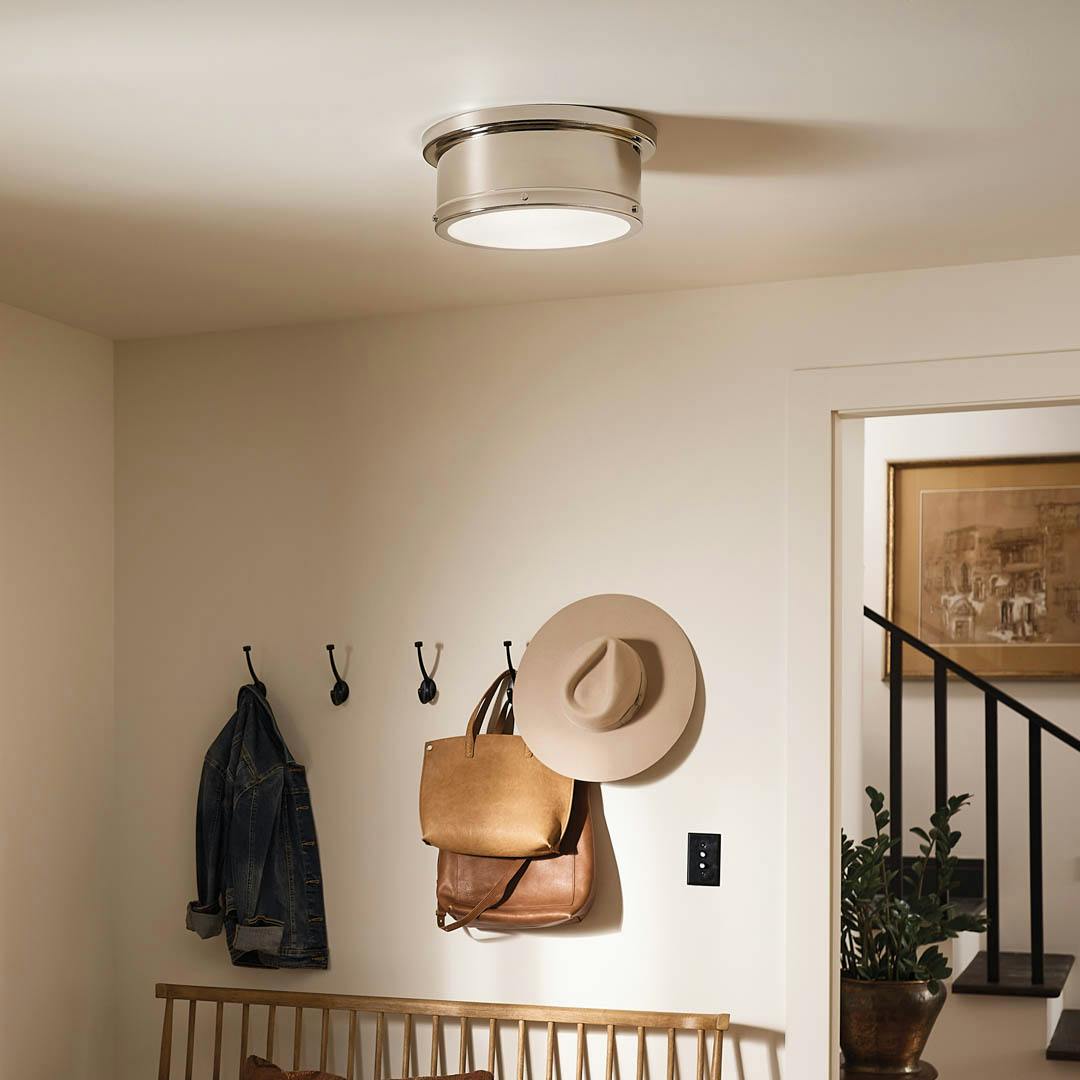 Day time entryway with Serca 14.25" 2 Light Mount Brushed Natural Brass