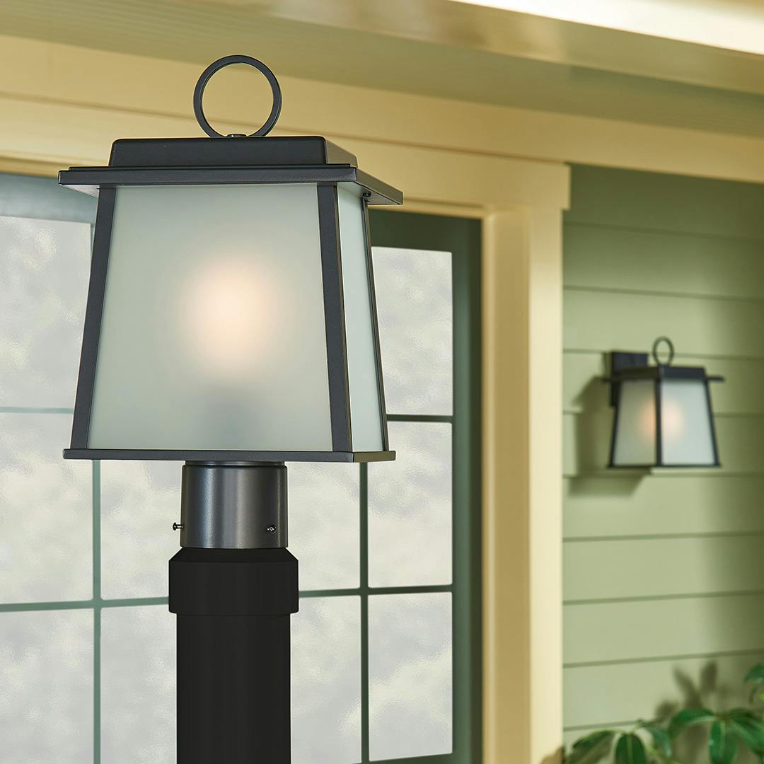 Day time Exterior with Noward 7.5" 1 Light Post Lantern Black