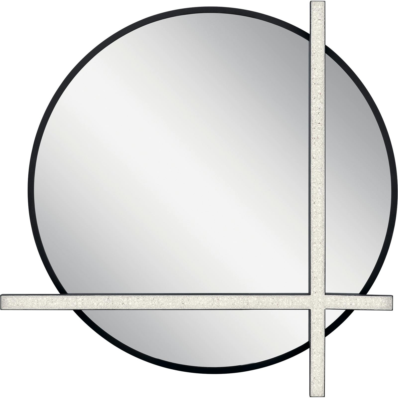 Front view of the Kemena™ LED Lighted Mirror Matte Black on a white background